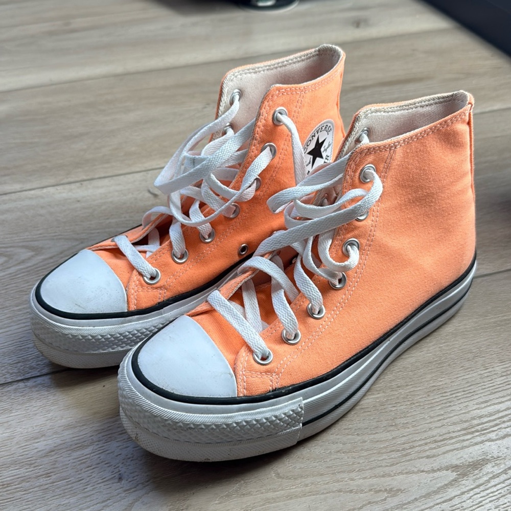 Converse Lift Hi Sneakers Women 7 Neon Peach Beam High Top Chuck Taylor Platform